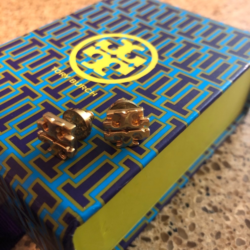 Tory Burch Gold Logo Stud Earrings